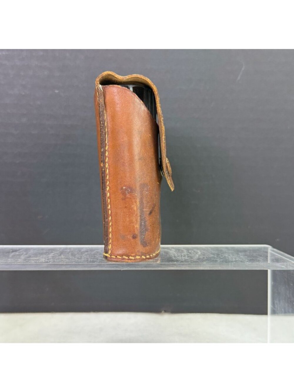 Vintage Travel Pocket 8oz Glass Cup with Leather Case - Picture 4 of 12